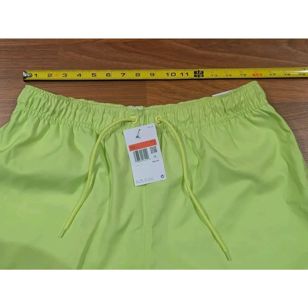 Nike Men’s Large Volt Green Swim Shorts NWT Above Knee Mesh Lined $50 MSRP